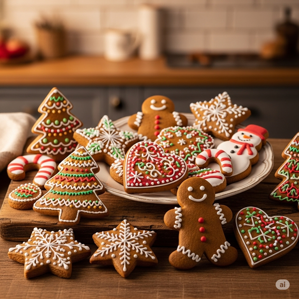 Mézeskalács figurák egy táéban díszítéssel